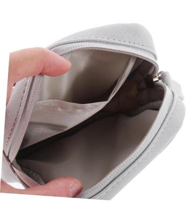 Iwowhero Leather Cosmetics Bag | Zip Organizer & Storage for Women | PU Gray Mini Accessory 13x13cm - Buy Online on GoSupps.com