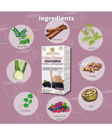 Hyleys Colon Cleanse Tea - BlackBerry  - 25 Tea Bags - 1.32 Oz - Pack of 12 - Buy Online on GoSupps.com