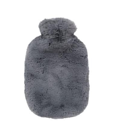 Fashy hot water bottle with cover made of high-quality imitation fur 2.0L grey