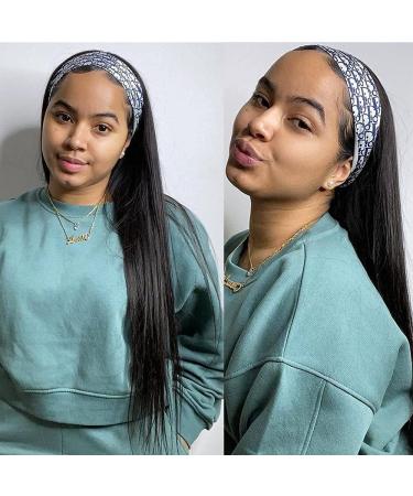 18 Inch Brazilian Virgin Human Hair Headband Wig for Black Women - 150% Density, Natural Color - Glueless, None Lace Front - Straight Hair - Buy Online on GoSupps.com
