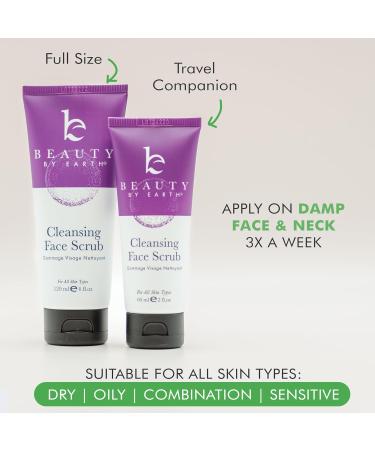 Beauty by Earth Facial Scrub Exfoliator USA Made with Natural & Organic Ingredients  Gentle Exfoliating Face Wash for Sensitive & Acne Prone Skin Removes Dead Skin Cells - 2 Fl Oz - Buy Online on GoSupps.com