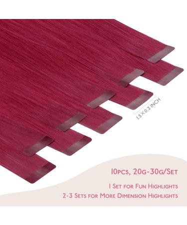 Buy If-Salt Tape Extensions - Real Hair Burgundy Red 10pcs 25g 45cm Invisible Hair Extensions for Girls - Buy Online on GoSupps.com