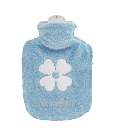 Hot Water Bottle, 500ml Small Hot Water Bottle with Cover Warm Water Bag with Soft Premium Faux Fur Cover 2-in-1 Water Bag for Cold & Hot Compress Mini Hot-Water Bag for Women Seniors Children Blue