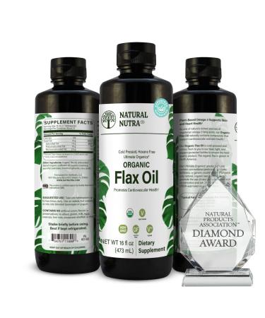 Natural Nutra Organic Flaxseed Oil Supplement Enhance Cognitive Functioning Support Joint Health Vegan and Plant-Based Source of Omega Flax Oil for Cooking Seasoning and Salads16oz 16 Fl Oz (Pack of 1)