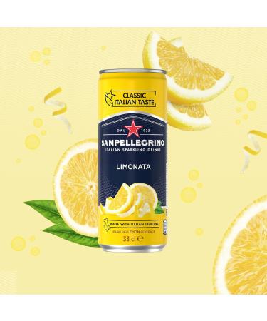 San Pellegrino Italian Sparkling Drinks Classic Taste Original Sparkling Lemon Canned Soft Drinks 24 Count (6 x 4 x 330 ml) - Buy Online on GoSupps.com