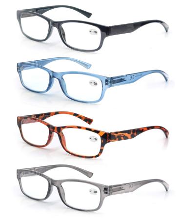 4 Pack reading glasses 2.5 men/women good glasses high quality rectangular comfortable great reading aid for men and women +2.50 4 colors - Buy Online on GoSupps.com