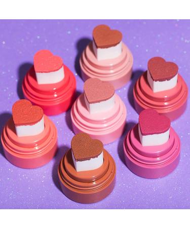 Kaja Cheeky Stamp Blush - Gift Set, 7 Shades, Buildable & Blendable with Heart Applicator, Rosy Finish - 01 Coy (0.17 Oz) - Buy Online on GoSupps.com
