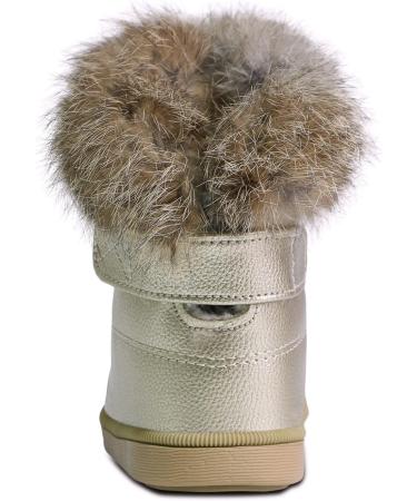 MINBEI Baby Girls Soft Leather Winter Snow Boots Waterproof - Pink/White/Rose Gold/Brown - Size 9.5 UK Child - Buy Online on GoSupps.com