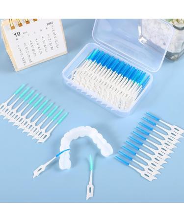 200 Interdental Brushes - Silicone Dual-House Dental Floss Sticks for Tooth Cleaning | Portable & Convenient - Blue & Green - Buy Online on GoSupps.com