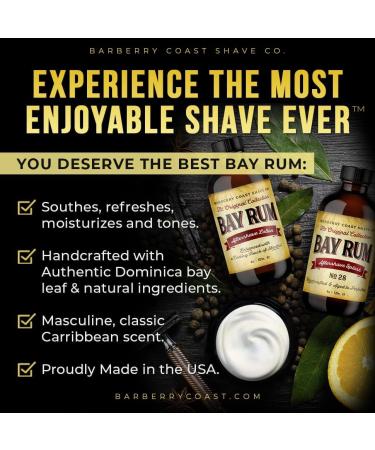 Buy Bay Rum Aftershave Splash for Men - Authentic Bay Oils from Dominican Republic - Natural Ingredients - 4oz - Barberry Coast Shave Co - Buy Online on GoSupps.com