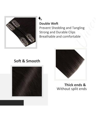 Vivien Clip-In Real Hair Extensions - Darkest Brown #2 50cm 120g - Remy Quality 7 Pieces 20 Inch - Buy Online on GoSupps.com