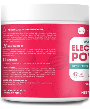 Kate Naturals Watermelon Electrolytes Powder 4oz - Instant Vegan Energy Boost, Prevent Dehydration, Eliminate Cramps - Non-GMO, Keto-Friendly, Zero Sugar - Buy Online on GoSupps.com