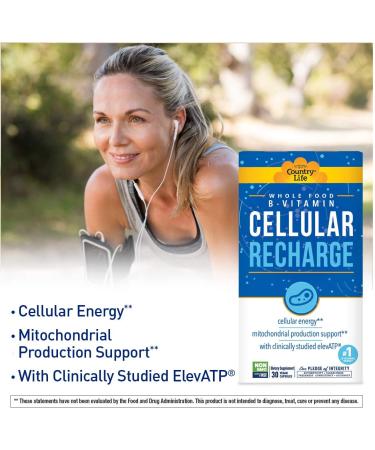 Country Life Whole Food B-Vitamin Cellular Recharge - 30 Vegan Capsules for Energy & Vitality - Buy Online on GoSupps.com