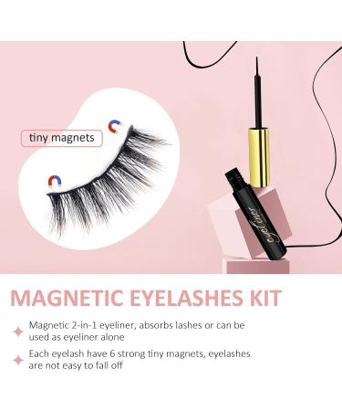Mlen Diary Magnetic Eyelashes with Eyeliner Kit 3D Natural Look False Eyelashes with Applicator Waterproof Eyeliner Reusable Fake Lashes for Makeup Eyelashes Extension (10 Pack) - Buy Online on GoSupps.com