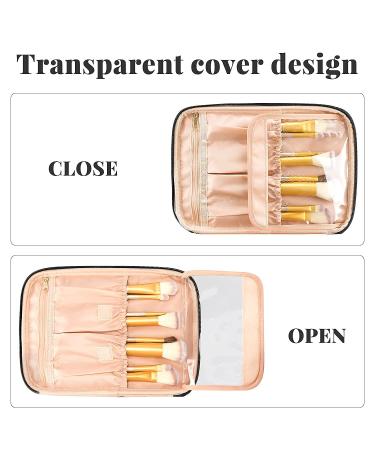 OCHEAL Large Travel Makeup Bag Organizer - Washable Cosmetic Case with Dividers for Women - Black/White Stripes - Buy Online on GoSupps.com