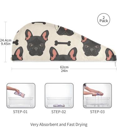 Super Absorbent Black Dog Hair Towel 2 Pack - Quick Drying Hair Turbans with Button Wrap for Women & Girls - Buy Online on GoSupps.com
