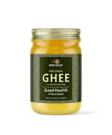 Spice Outlet Fresh Made ORIGINAL GHEE (Clarified Butter) 16 oz (1 Pints) Slow Cooked Home made Recipe Pack of 1