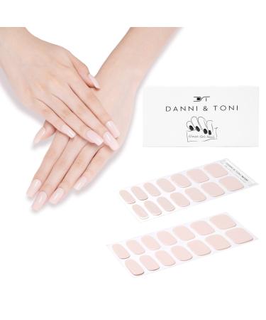 DANNI & TONI Semi Cured Nail Stickers Gel Nail Strips Solid Color Nail Wraps Chic Nude (28 Stickers)