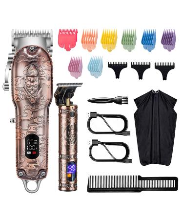 Roziapro Hair Clippers for Men T-Blade Trimmer Professional Barber Clippers - Cordless Hair Cutting Beard Trimmer Mens Electric Hair Trimmer Rechargeable Gold Knight Grooming Kit (Rose Gold)