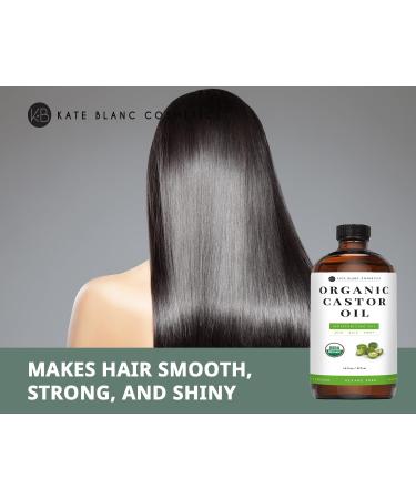 Kate Blanc Cosmetics Organic Castor Oil for Hair Growth & Body - 100% Pure Cold-Pressed Hexane-Free 16oz Glass Bottle - Buy Online on GoSupps.com