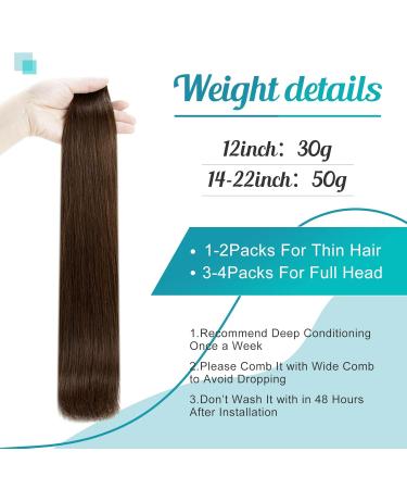 FSHINE TAPE Extensions - 35cm Chocolate Brown Real Hair #4 - 20 Pieces Tape-In Remy Human Hair - 50g Invisible Glue-in Extensions - Buy Online on GoSupps.com