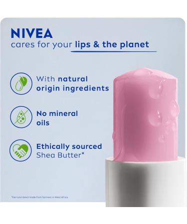 NIVEA Soft Rose Lip Balm (4.8g) - Shea Butter, Natural Oils, and Vitamins for 24h Moisture, Natural Rosiness - Buy Online on GoSupps.com