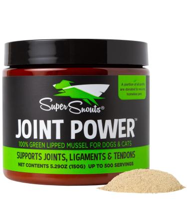 Super Snouts Joint Power 100% Green Lipped Mussels for Dogs & Cats - Dog Joint Supplement Powder Supports Joints, Tendons, Ligaments 5.29 oz (Pack of 1)