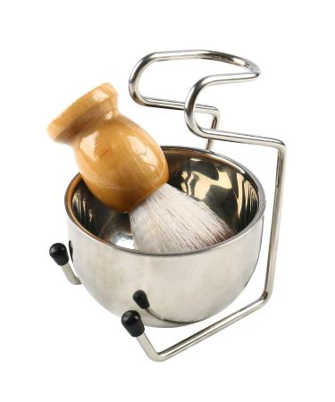 Razor brush set Razor set for men-hair rasis brush with wooden handle with a shaving bowl made of stainless steel and stand-up shell for manual razor brush + razor brush + bowl