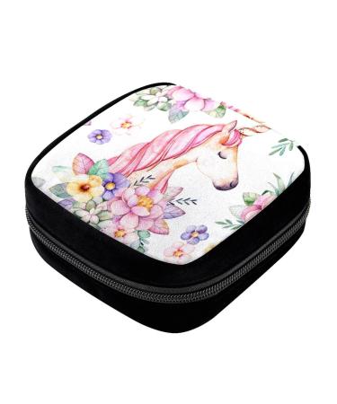 GIAPB Period Bag Sanitary Napkin Storage Bag Pad Holder for Period Makeup Pouch Animal Unicorn Floral Color1029