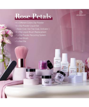 AZUREBEAUTY Dip Powder Nail Kit - Fall Winter Dark Purple & Lilac Glitter | 4 Color Starter Set with Base/Top Coat & Activator for DIY French Art Manicure - Buy Online on GoSupps.com