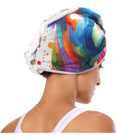 Watercolor Cow Hair Towel 2 Pack - Super Absorbent Quick Dry Turbans for Women & Girls - Buy Online on GoSupps.com