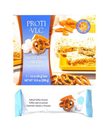 Proti Fit VLC - Salted Toffee Pretzel Low-Carb 15g Protein Diet Bar - High Fiber Weight Loss Snack/Post Workout Protein Bar Bar - Gluten Free (7 Count)