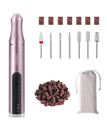 Electric Nail Drill, Professional 20000 RPM Nail File Kit, Cordless Portable Electric Nail File Machine File Kit, Rechargeable E Filer for Manicure Pedicure Acrylic Gel Polish Shape Tool(Rose Gold) Cordless type