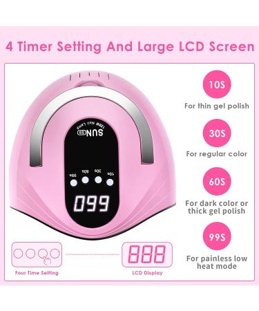 120W UV LED Nail Lamp: Professional Nail Dryer with 4 Timers, Automatic Sensor, Fast Curing Gel Polish, Portable Handle, Large Space - Pink - Buy Online on GoSupps.com