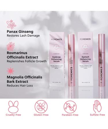 ForChics ForLash & ForBrow Growth Serum Bundle - Fuller Eyelashes & Eyebrows | Organic & Vegan Formula - 0.10 fl. oz/3ml - Buy Online on GoSupps.com
