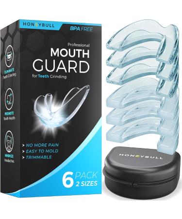 HoneyBull Bruxism Thermoformable Dental Guards Pack of 6 Anti-Snoring Occlusal Gutters Stop Teeth Grinding Available in 2 S