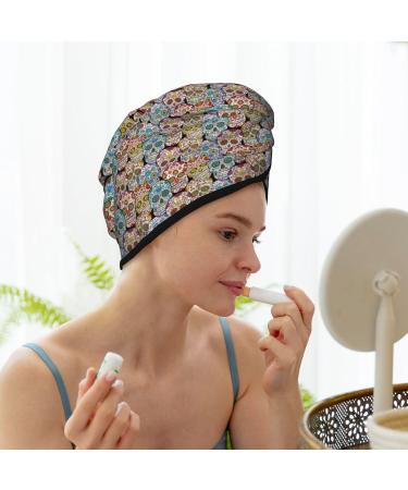 Colorful Sugar Skull Microfiber Hair Towel | Super Absorbent Coral Velvet Wrap for Long Curly & Thick Hair - Quick Dry Towel for Women - Buy Online on GoSupps.com