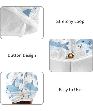 Pink Blue Sea Sharks Hair Towel 2 Pack | Super Absorbent Quick Dry Hair Turbans for Women & Girls - Buy Online on GoSupps.com