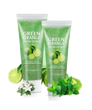 Green Orange Facial Scrub Face Exfoliator Facial Scrub for Deep Exfoliating Cleansing Skincare for Smoother Skin (2PC)