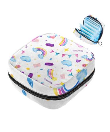 Storage bags for women's bandages cute magical unicorn ice cream magic wand clouds portable menstrual insert panty liners tampons women's bandages storage holder for women school multicolored 09