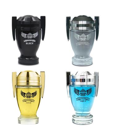 Men's Cologne Invincible Set Wonderful Multi Scent Eau de Toilette Natural Spray Men's Perfume For all Day Used 100ML Each Bottle(4 PCS) Invincible 3.4 Fl Oz (Pack of 4)