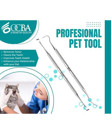 OCBA 2 Pcs Pet Teeth Cleaning tools Double Headed Tarter Scraper & Tooth Pick Stainless Steel Plaque Remover for Dogs & Cats Pet Dental Teeth Cleaning Tool - Buy Online on GoSupps.com