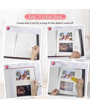 Popotop Large Self-Adhesive Photo Album for Mom, Family, Baby, Wedding - 60 Pages Red Scrapbook with Metal Pen and Plastic Board - 11.5 x 10.6 - Buy Online on GoSupps.com