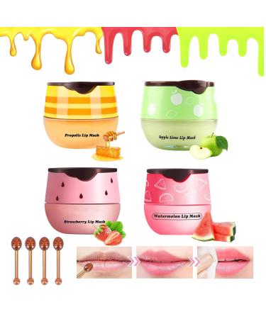 PENCHUAN Bee Balm Moisturizing Lip Balm for Day and Night - Reduces Wrinkles and Wrinkles - Moisturizing Lip Scrub - 4 Pack