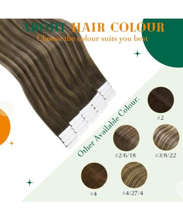 Easyouth Balayage Brown Tape in Hair Extensions - 12 Inch, 30g, 20Pcs | Real Human Hair Ombre Brown Skin Weft #2/8/2 - Buy Online on GoSupps.com