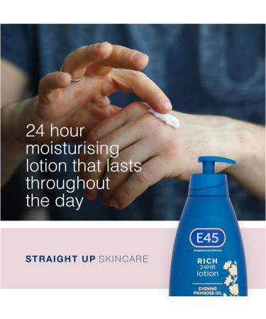 E45 Rich Skin Lotion 400 ml x5 Pack E45 Moisturising Lotion with Evening Primrose Oil Lightweight Body Lotion for Dry and Sensitive Skin Long-Lasting Moisturisation for Soft and Supple Skin E45 Rich Lotion 400ml (Pack of 5) - Buy Online on GoSupps.com