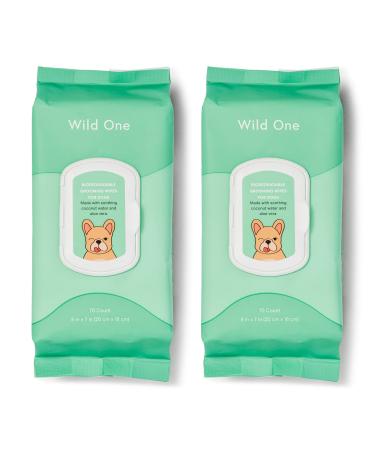 Wild One, Eucalyptus Natural Dog Grooming Wipes, Cruelty-Free, Biodegradable, resealable lid, 70 Wipes per Pouch 70 Count (Pack of 2)