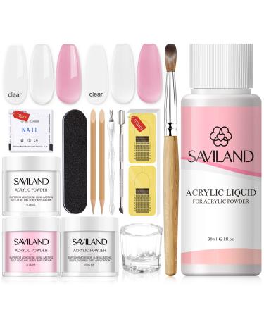 Saviland Acrylic Nail Kit for Beginner - White Pink Clear Acrylic Powder and Liquid Set with Acrylic Nail Brush Nail Forms Acrylic Nail Tool Kit with Everything for Home DIY & Nail Salon A2-Acrylic Nail Kit 10g - Buy Online on GoSupps.com