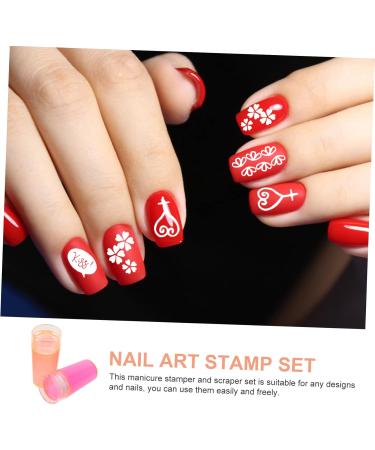 Healeved 2sets Nail Stamp Set Nail Art Pegboard Accessories Nail Polish Stampers Manicure Stamper Nail Beauty Tool Nail Accessories French Nail Stamper Clear Silica Gel Girl Scraping Board 3x3cm As Shown - Buy Online on GoSupps.com