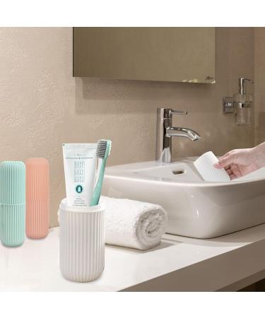 Buy Cozlly 3-Piece Travel Toothbrush Case & Water Cup Set - Portable Outdoor Travel Accessories (White Green Pink) - Buy Online on GoSupps.com